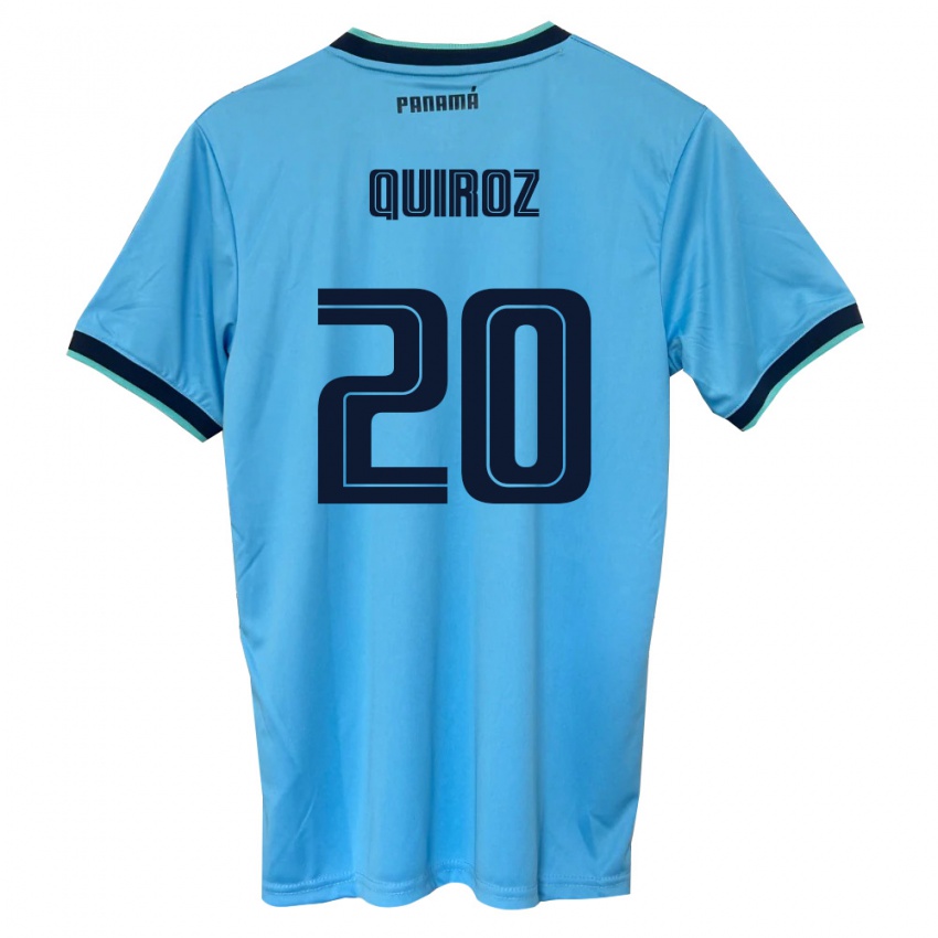 גברים פנמה Gabriel Quiroz #20 כחול שמיים שחור הרחק ג'רזי 26-28 חולצה קצרה