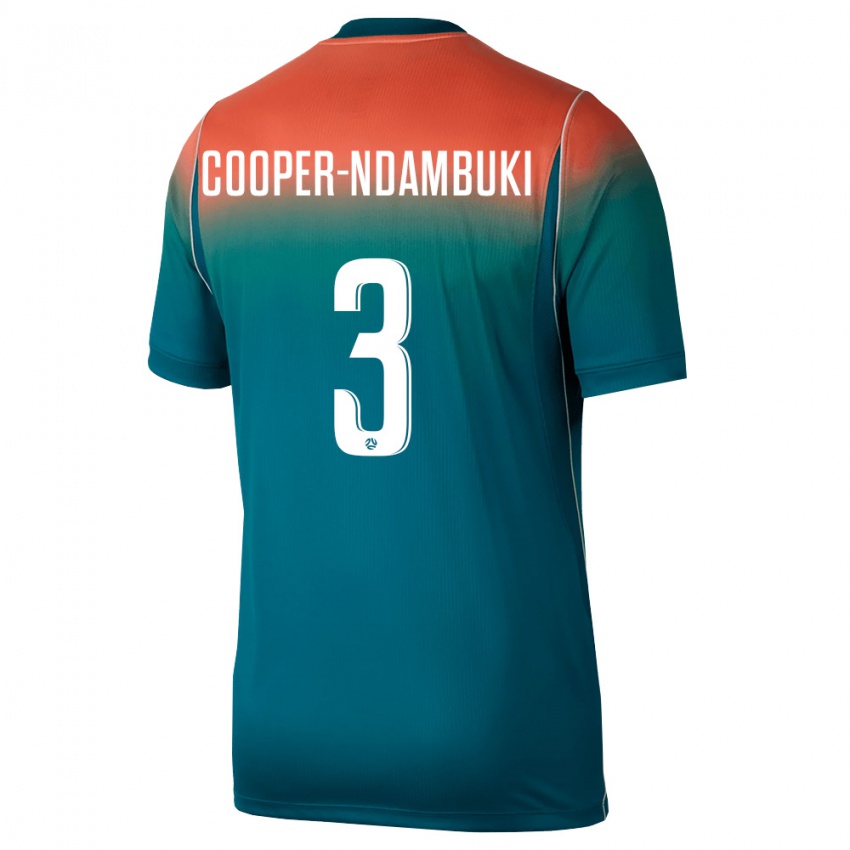 גברים אוֹסטְרַלִיָה Deklan Cooper-Ndambuki #3 ירוק ורוד הרחק ג'רזי 26-28 חולצה קצרה