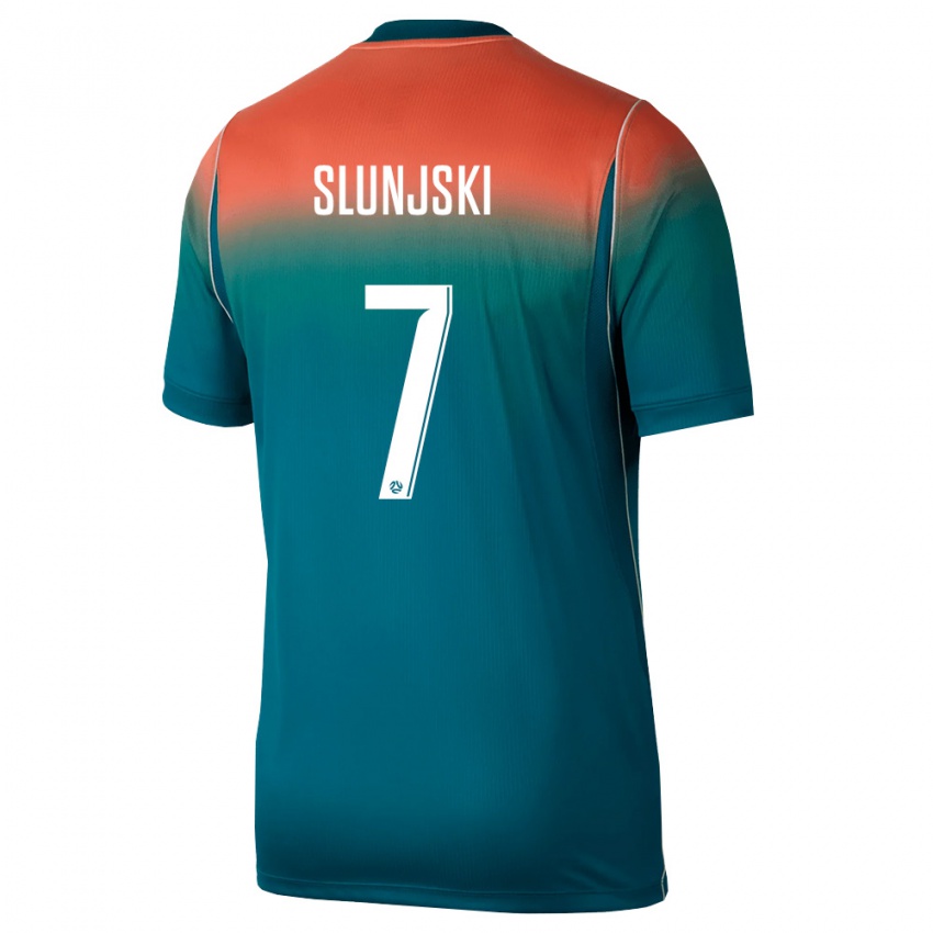 גברים אוֹסטְרַלִיָה Noah Slunjski #7 ירוק ורוד הרחק ג'רזי 26-28 חולצה קצרה