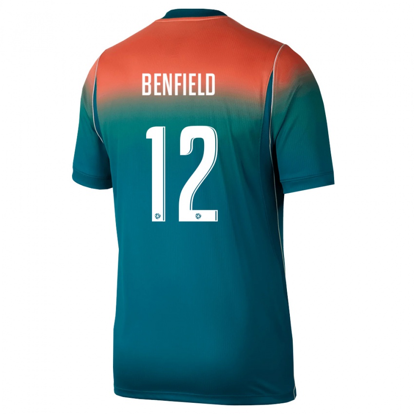 גברים אוֹסטְרַלִיָה Jonty Benfield #12 ירוק ורוד הרחק ג'רזי 26-28 חולצה קצרה