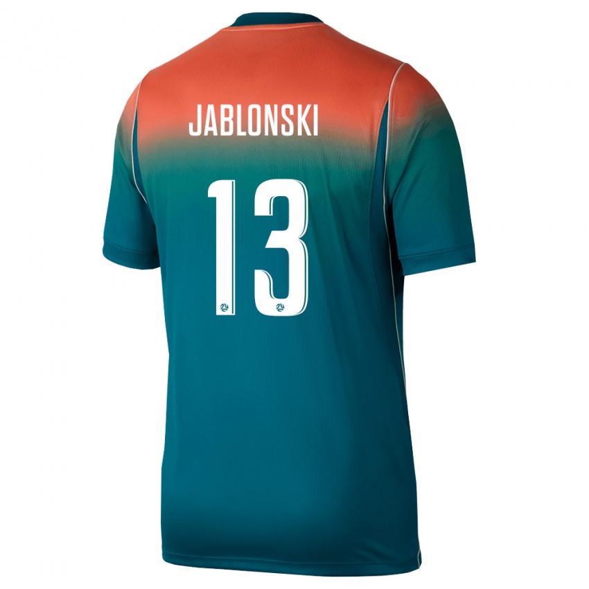 גברים אוֹסטְרַלִיָה Harrison Jablonski #13 ירוק ורוד הרחק ג'רזי 26-28 חולצה קצרה