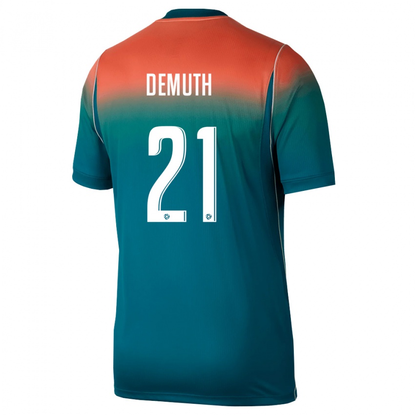 גברים אוֹסטְרַלִיָה Luka Demuth #21 ירוק ורוד הרחק ג'רזי 26-28 חולצה קצרה