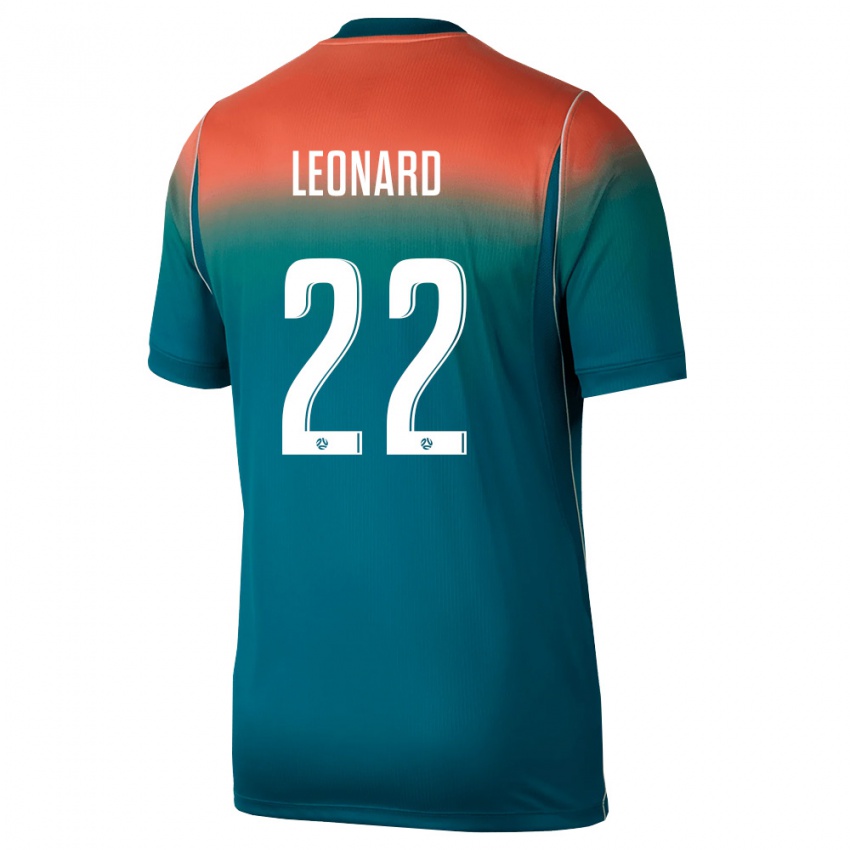 גברים אוֹסטְרַלִיָה Dylan Leonard #22 ירוק ורוד הרחק ג'רזי 26-28 חולצה קצרה