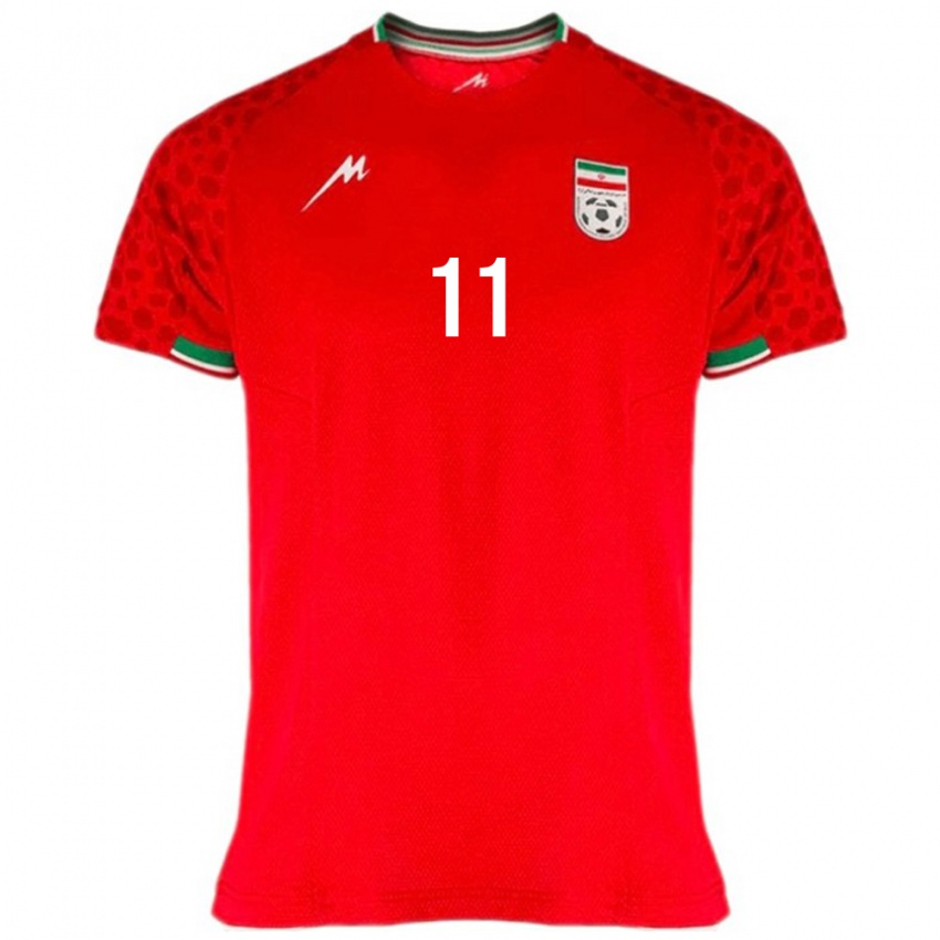 גברים איראן אריה ברזגר #11 אדום לבן הרחק ג'רזי 26-28 חולצה קצרה