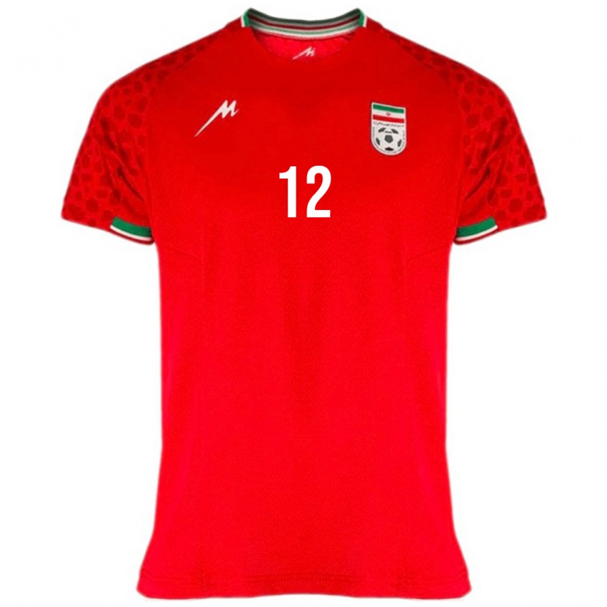 גברים איראן Armin Abbasi #12 אדום לבן הרחק ג'רזי 26-28 חולצה קצרה