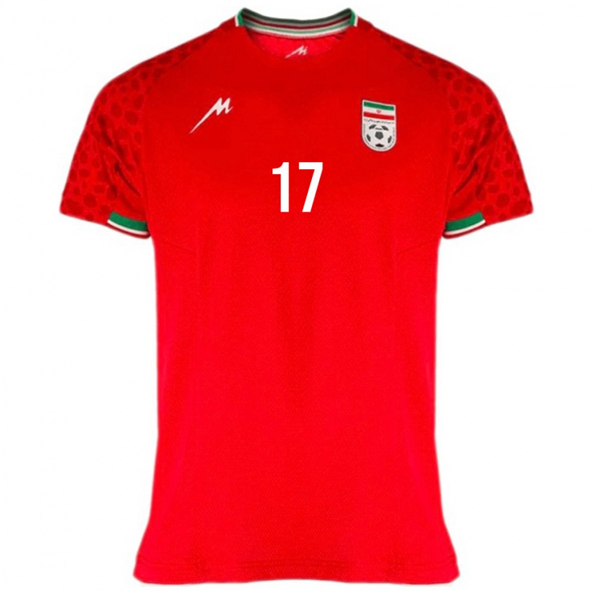 גברים איראן מוחמד קארימי #17 אדום לבן הרחק ג'רזי 26-28 חולצה קצרה