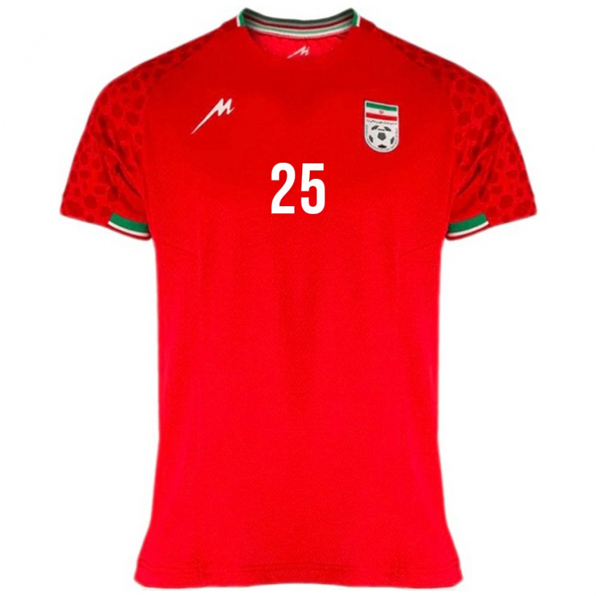 גברים איראן סעיד סחרחיזאן #25 אדום לבן הרחק ג'רזי 26-28 חולצה קצרה