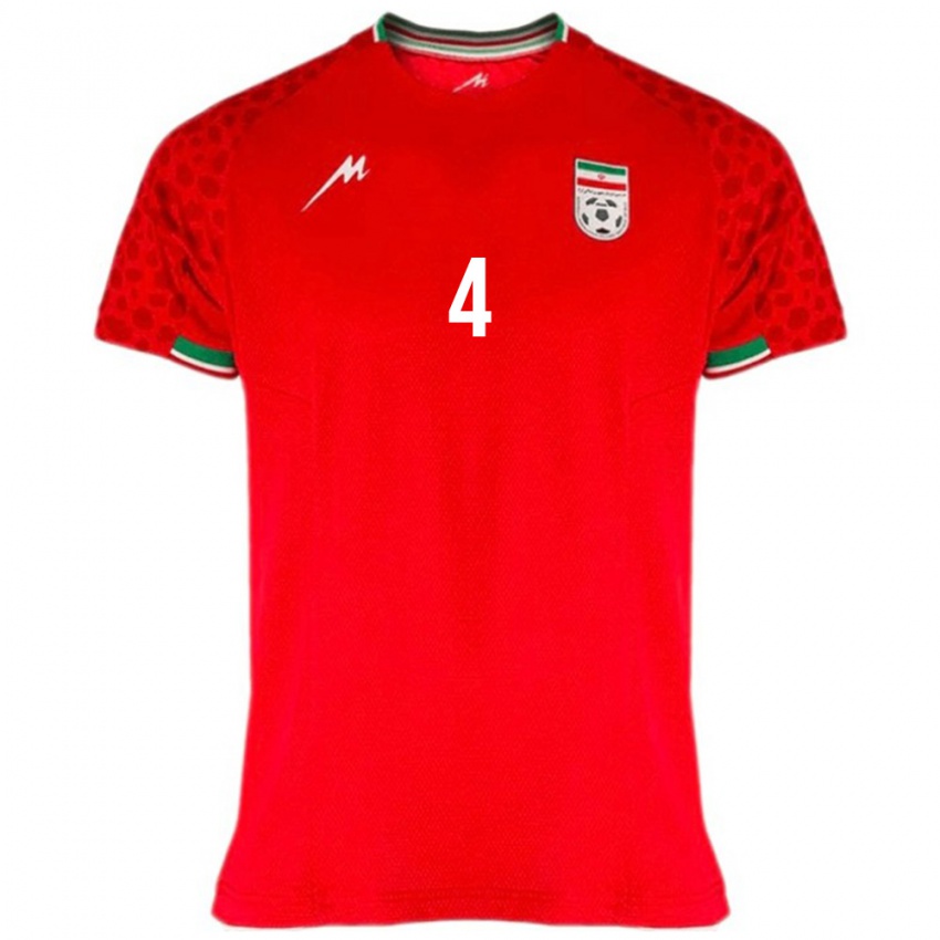 גברים איראן מליקה מוטוואלי #4 אדום לבן הרחק ג'רזי 26-28 חולצה קצרה