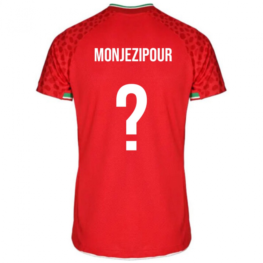 גברים איראן Amirali Monjezipour #0 אדום לבן הרחק ג'רזי 26-28 חולצה קצרה