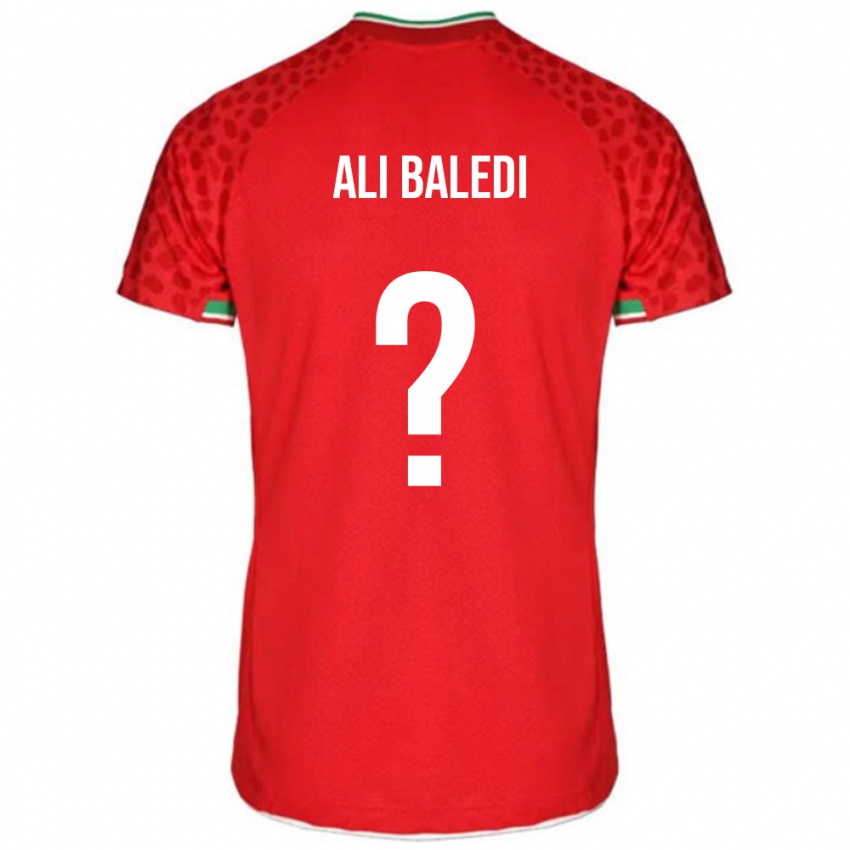 גברים איראן Morteza Ali Baledi #0 אדום לבן הרחק ג'רזי 26-28 חולצה קצרה