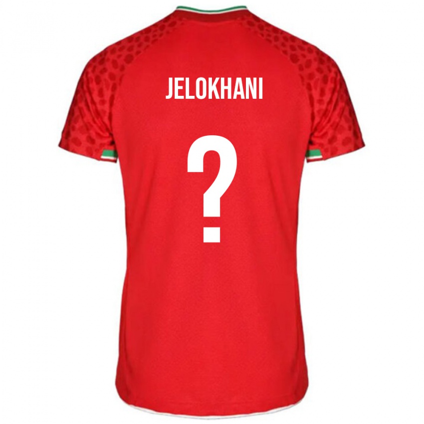 גברים איראן Ali Jelokhani #0 אדום לבן הרחק ג'רזי 26-28 חולצה קצרה