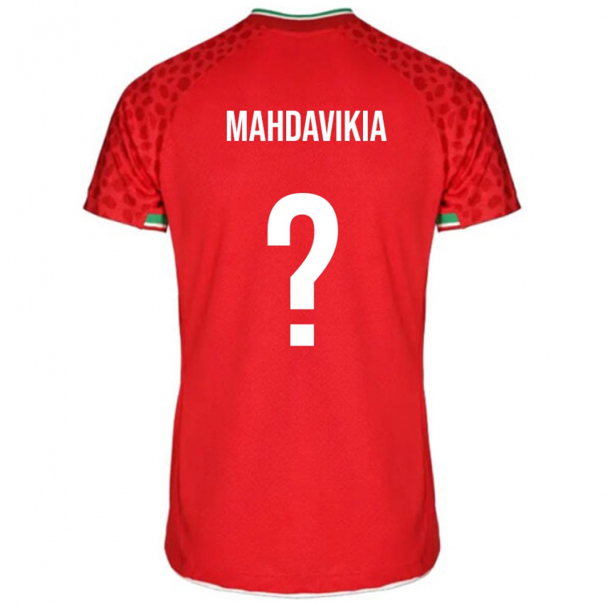 גברים איראן Ario Mahdavikia #0 אדום לבן הרחק ג'רזי 26-28 חולצה קצרה