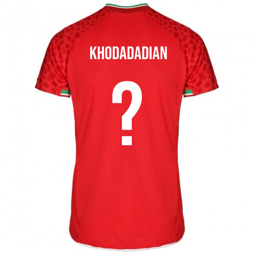 גברים איראן Erfan Khodadadian #0 אדום לבן הרחק ג'רזי 26-28 חולצה קצרה