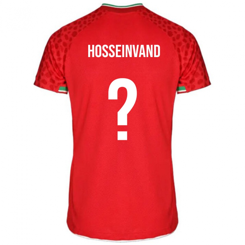 גברים איראן Abolfazl Hosseinvand #0 אדום לבן הרחק ג'רזי 26-28 חולצה קצרה