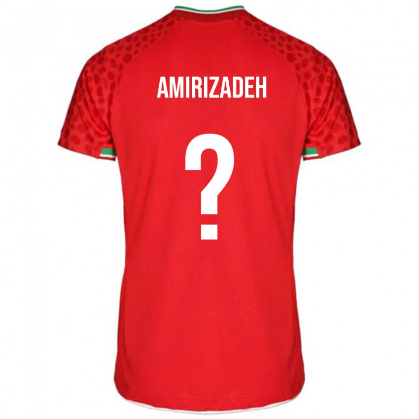 גברים איראן Komeil Amirizadeh #0 אדום לבן הרחק ג'רזי 26-28 חולצה קצרה