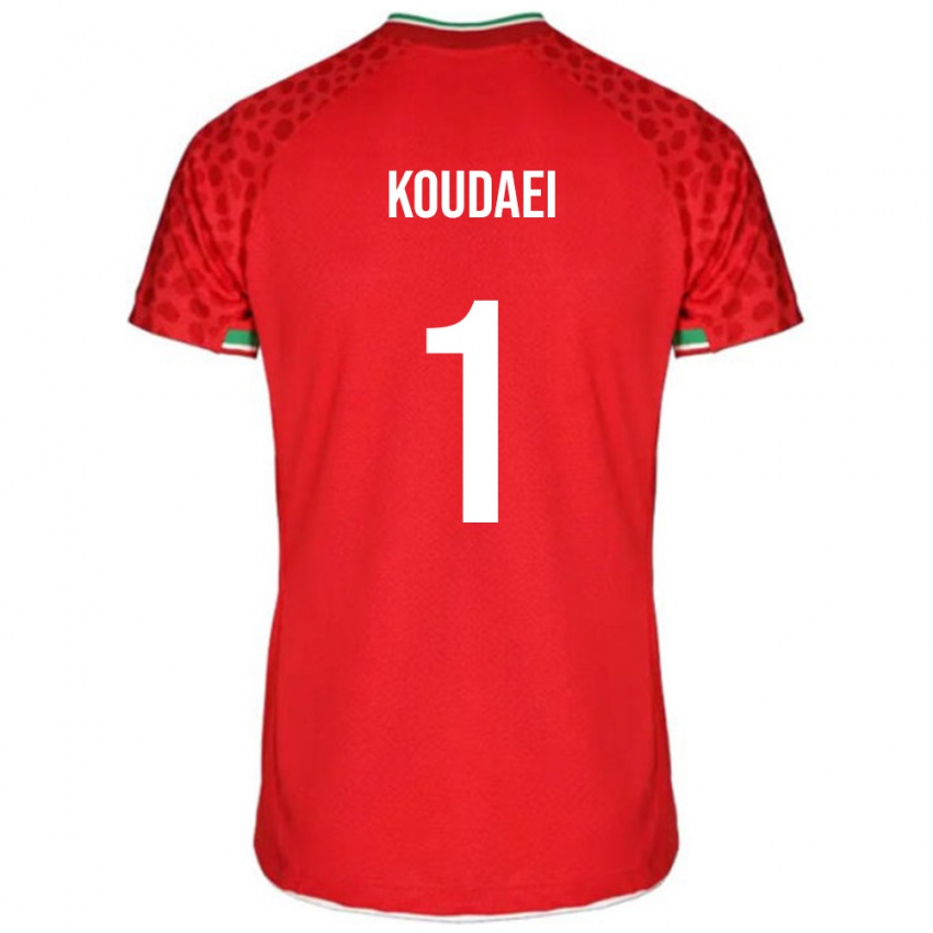 גברים איראן זוהרה קודאי #1 אדום לבן הרחק ג'רזי 26-28 חולצה קצרה