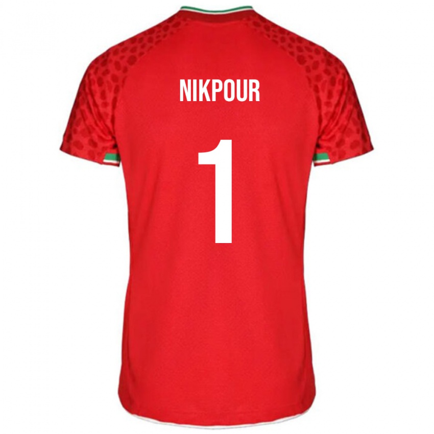 גברים איראן אמירוסין ניקפור #1 אדום לבן הרחק ג'רזי 26-28 חולצה קצרה