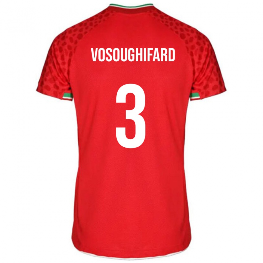 גברים איראן Arshia Vosoughifard #3 אדום לבן הרחק ג'רזי 26-28 חולצה קצרה