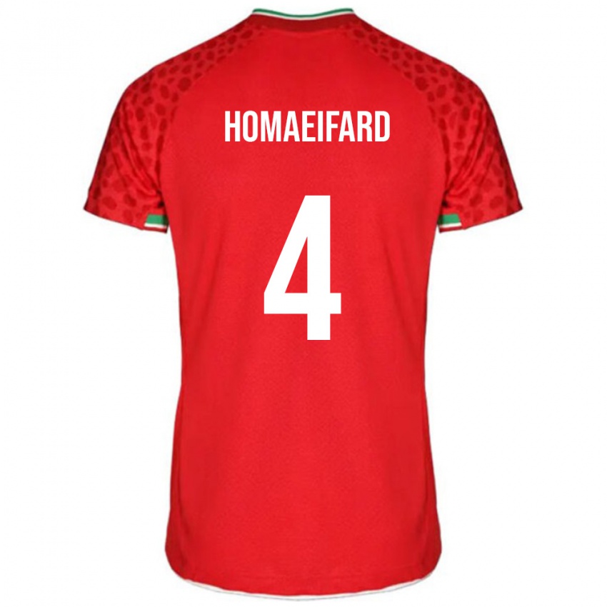 גברים איראן אלירזה הומייפארד #4 אדום לבן הרחק ג'רזי 26-28 חולצה קצרה