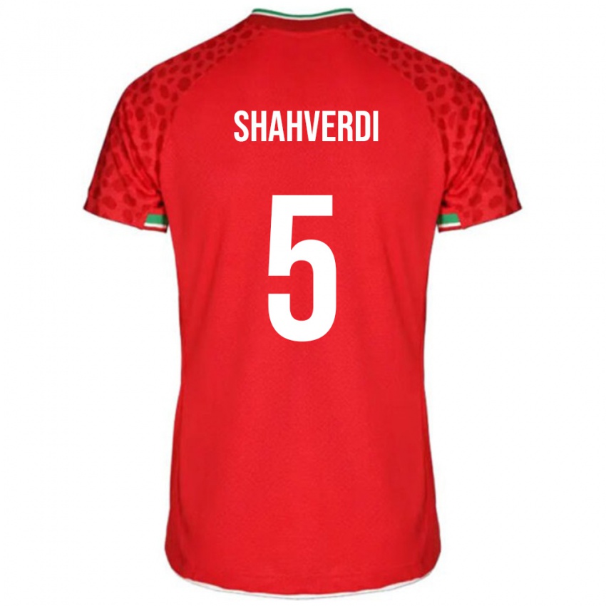 גברים איראן חוסין שהוורדי #5 אדום לבן הרחק ג'רזי 26-28 חולצה קצרה