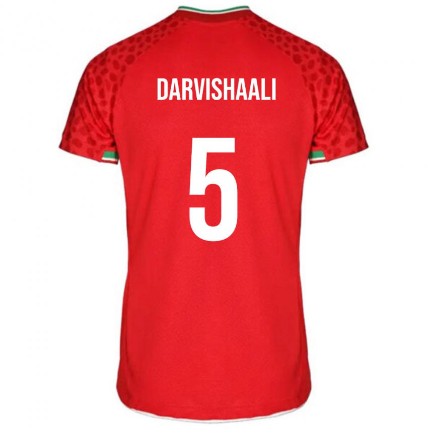 גברים איראן ארפן דרווישאלי #5 אדום לבן הרחק ג'רזי 26-28 חולצה קצרה