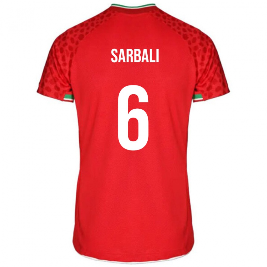 גברים איראן זהרה סרבלי #6 אדום לבן הרחק ג'רזי 26-28 חולצה קצרה