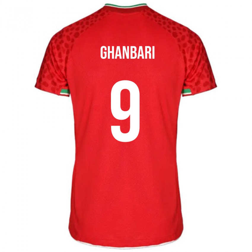 גברים איראן זהרה גאנבארי #9 אדום לבן הרחק ג'רזי 26-28 חולצה קצרה