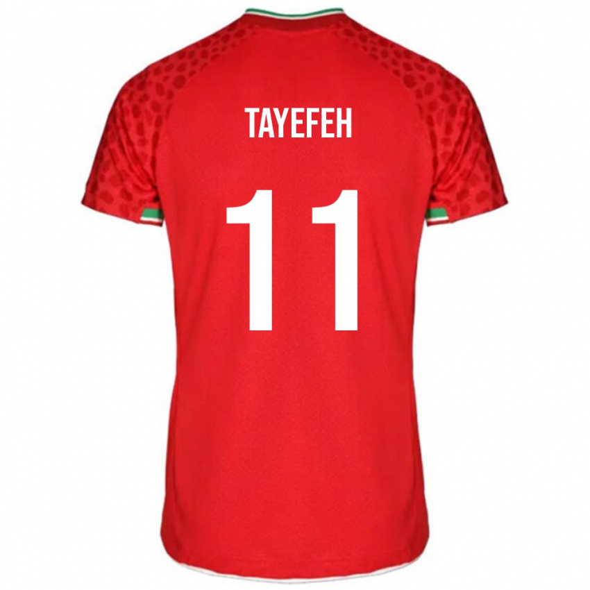 גברים איראן Amirhossein Tayefeh #11 אדום לבן הרחק ג'רזי 26-28 חולצה קצרה