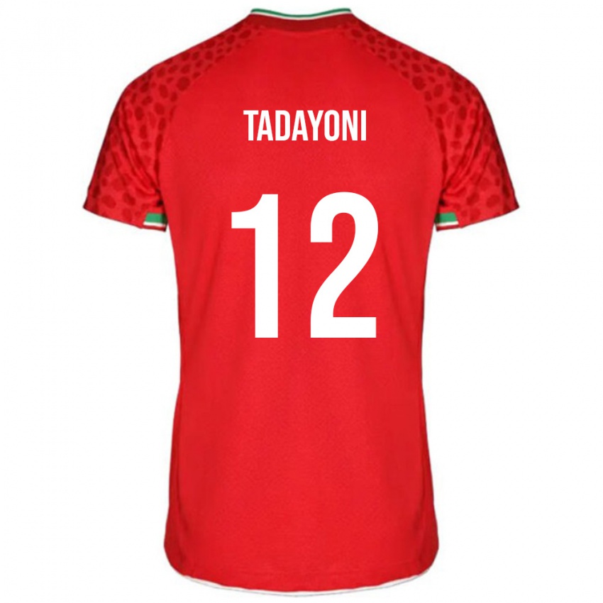 גברים איראן Morteza Tadayoni #12 אדום לבן הרחק ג'רזי 26-28 חולצה קצרה