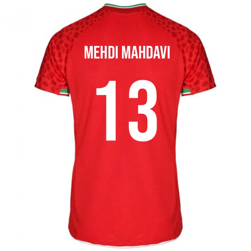 גברים איראן Seyed Mehdi Mahdavi #13 אדום לבן הרחק ג'רזי 26-28 חולצה קצרה