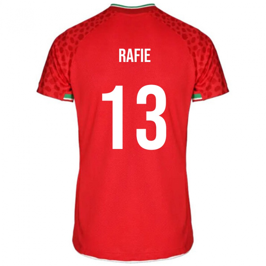 גברים איראן Abbas Rafie #13 אדום לבן הרחק ג'רזי 26-28 חולצה קצרה