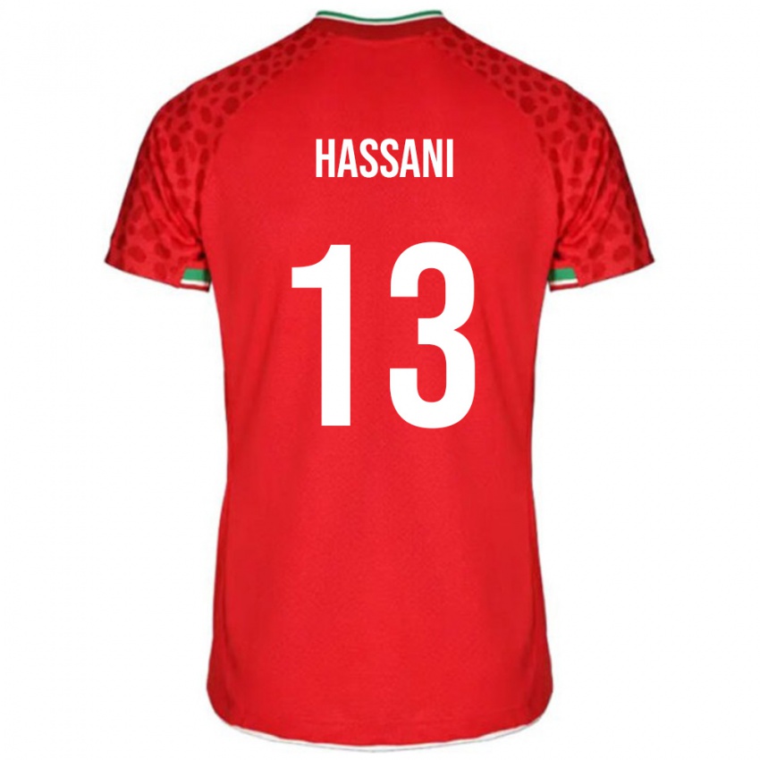 גברים איראן עלי חסני #13 אדום לבן הרחק ג'רזי 26-28 חולצה קצרה