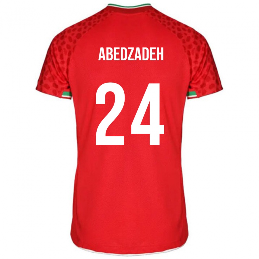 גברים איראן אמיר עבדזאדה #24 אדום לבן הרחק ג'רזי 26-28 חולצה קצרה
