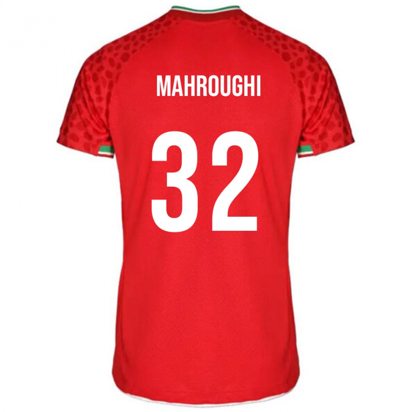 גברים איראן Ehsan Mahroughi #32 אדום לבן הרחק ג'רזי 26-28 חולצה קצרה