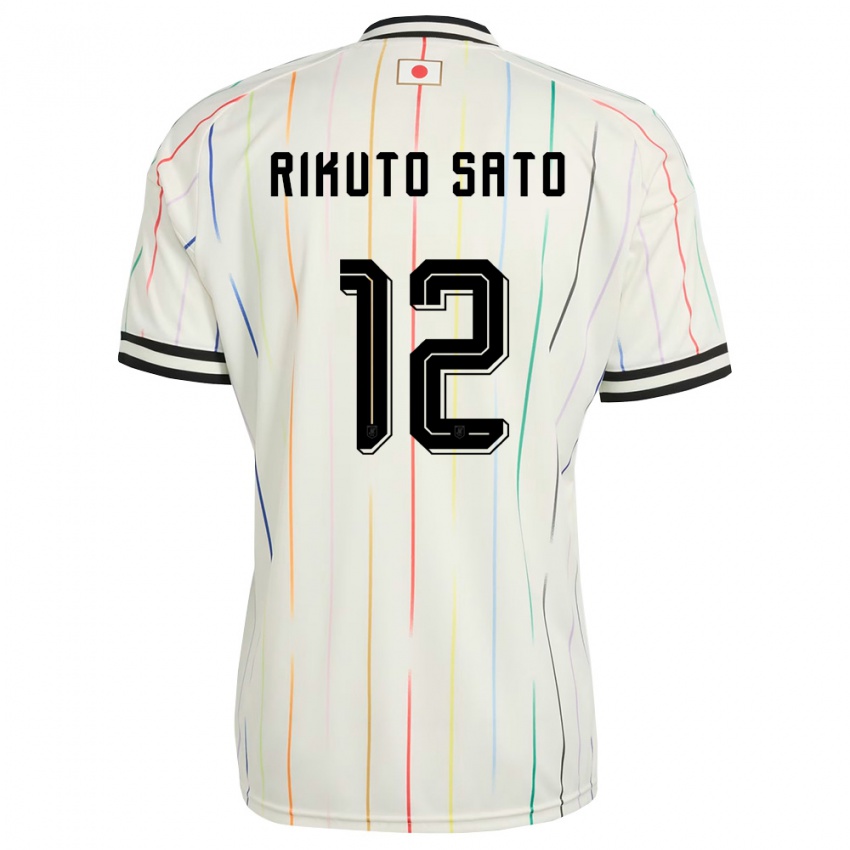 גברים יַפָּן Rikuto Sato #12 לבן שחור הרחק ג'רזי 26-28 חולצה קצרה