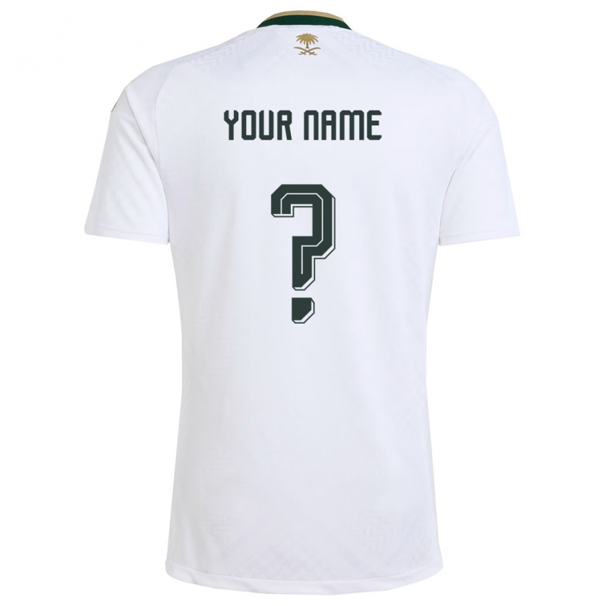 גברים ערב הסעודית השם שלך #0 לבן ירוק זהב הרחק ג'רזי 26-28 חולצה קצרה