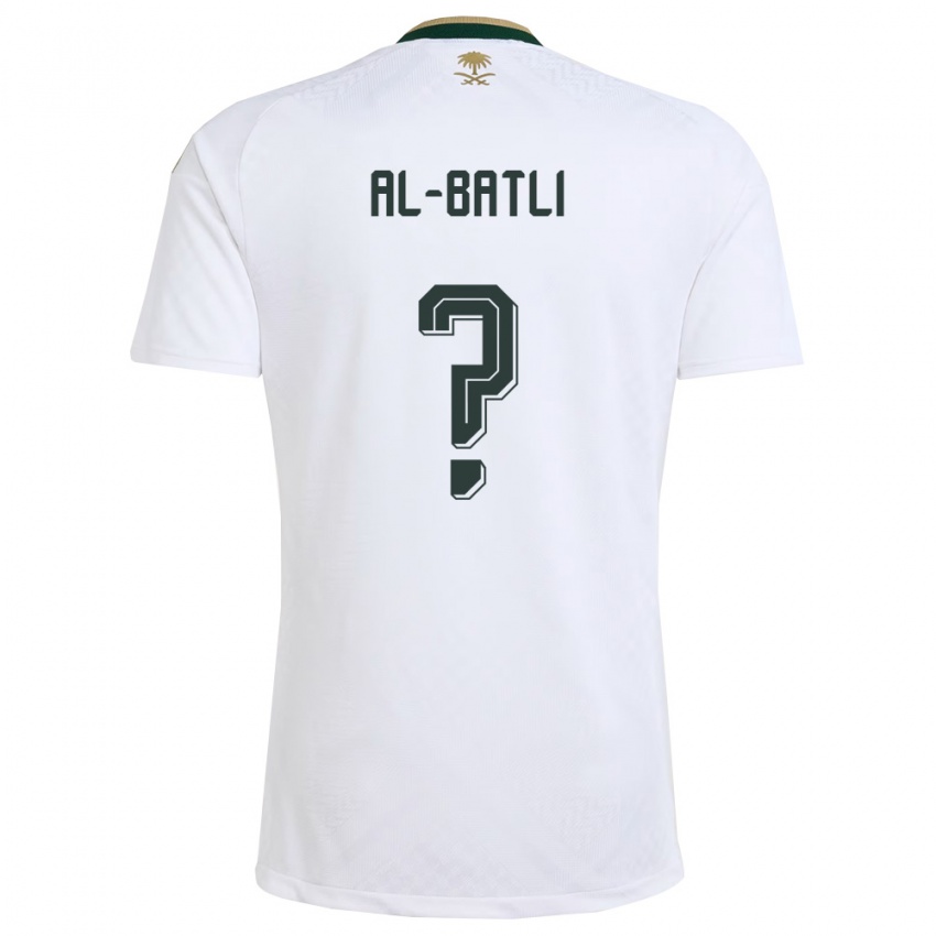 גברים ערב הסעודית Abdullah Al-Batli #0 לבן ירוק זהב הרחק ג'רזי 26-28 חולצה קצרה