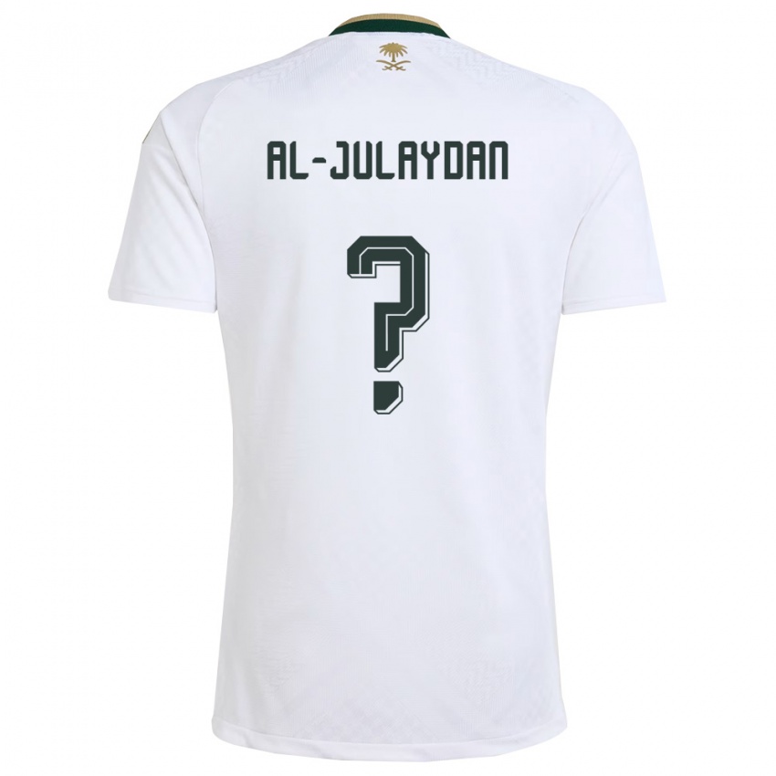 גברים ערב הסעודית Ahmed Al-Julaydan #0 לבן ירוק זהב הרחק ג'רזי 26-28 חולצה קצרה