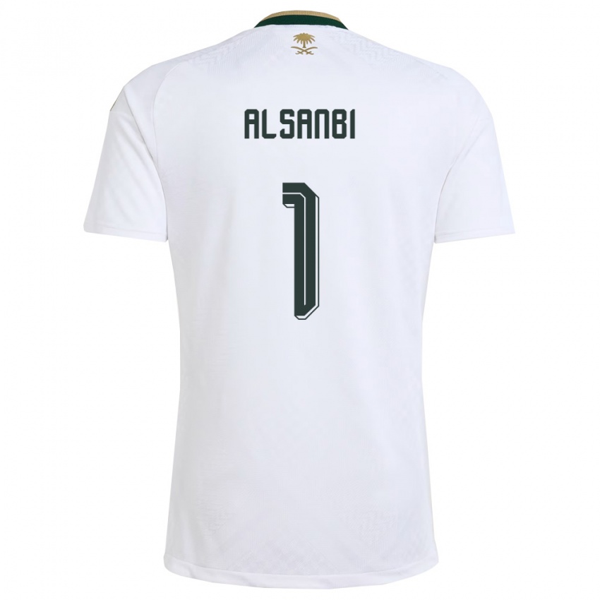 גברים ערב הסעודית עבדולרחמן אלסנבי #1 לבן ירוק זהב הרחק ג'רזי 26-28 חולצה קצרה