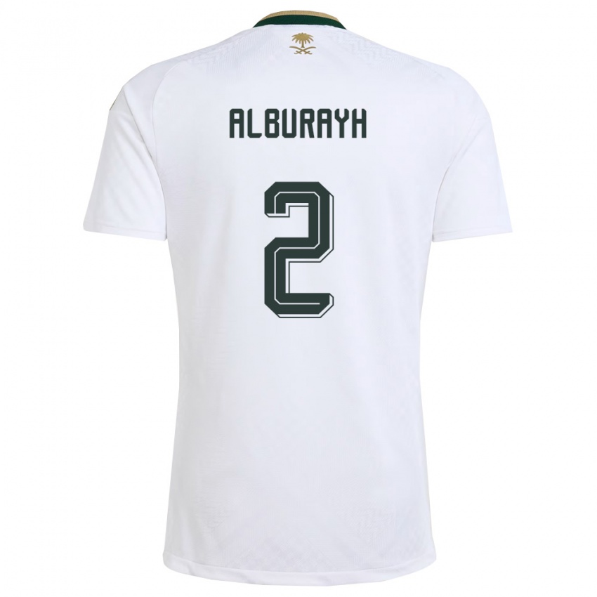 גברים ערב הסעודית מחמוד אלבוריה #2 לבן ירוק זהב הרחק ג'רזי 26-28 חולצה קצרה