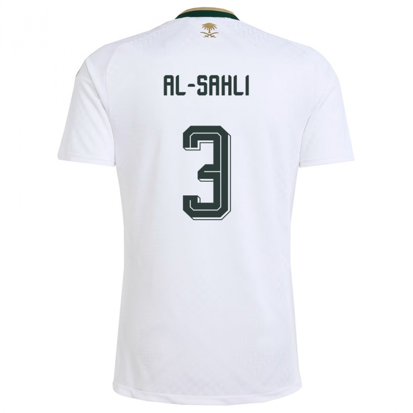 גברים ערב הסעודית Abdullah Al-Sahli #3 לבן ירוק זהב הרחק ג'רזי 26-28 חולצה קצרה