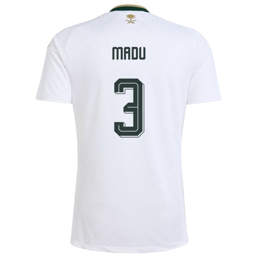 גברים ערב הסעודית עבדאללה מאדו #3 לבן ירוק זהב הרחק ג'רזי 26-28 חולצה קצרה