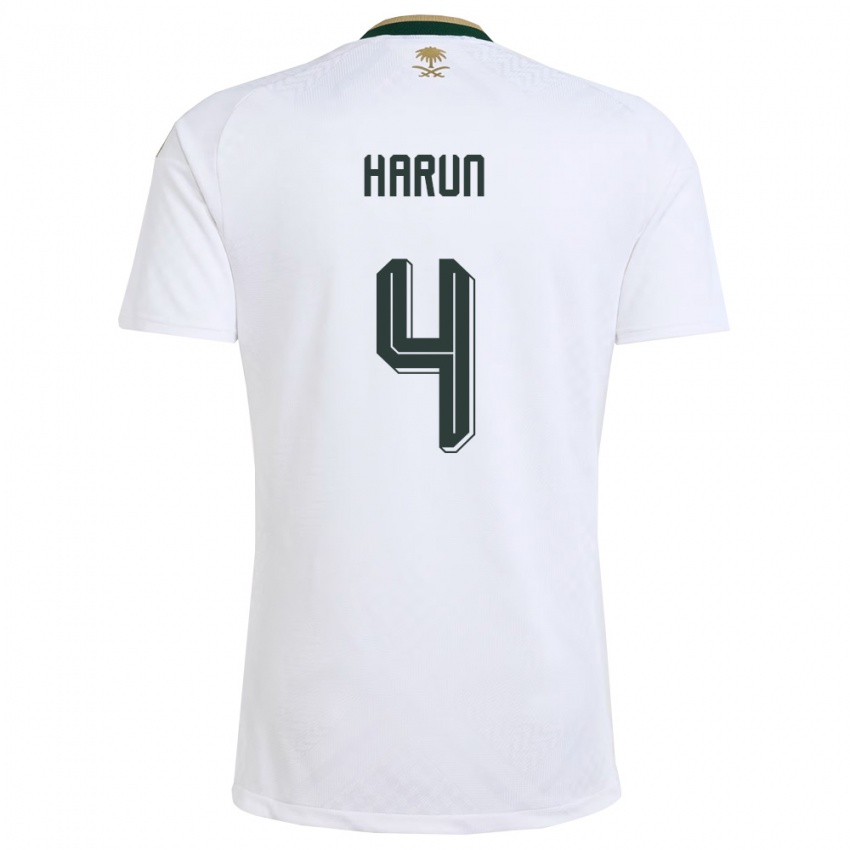 גברים ערב הסעודית Saud Harun #4 לבן ירוק זהב הרחק ג'רזי 26-28 חולצה קצרה