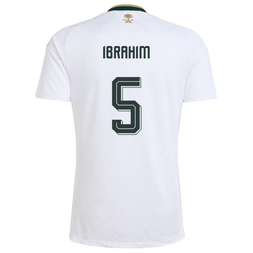 גברים ערב הסעודית Khalid Ibrahim #5 לבן ירוק זהב הרחק ג'רזי 26-28 חולצה קצרה