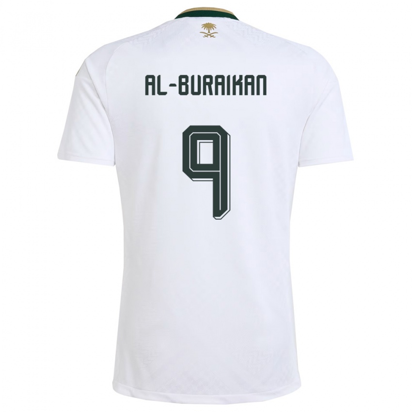 גברים ערב הסעודית פיראס אלבוראיקן #9 לבן ירוק זהב הרחק ג'רזי 26-28 חולצה קצרה