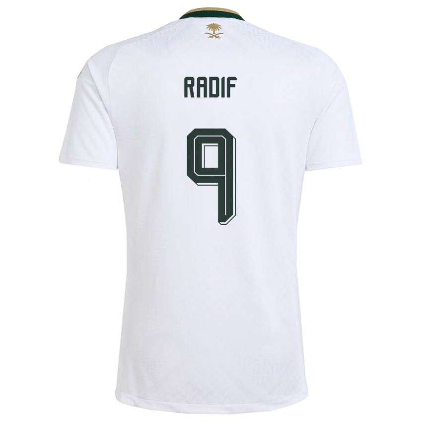 גברים ערב הסעודית עבדאללה ראדיף #9 לבן ירוק זהב הרחק ג'רזי 26-28 חולצה קצרה