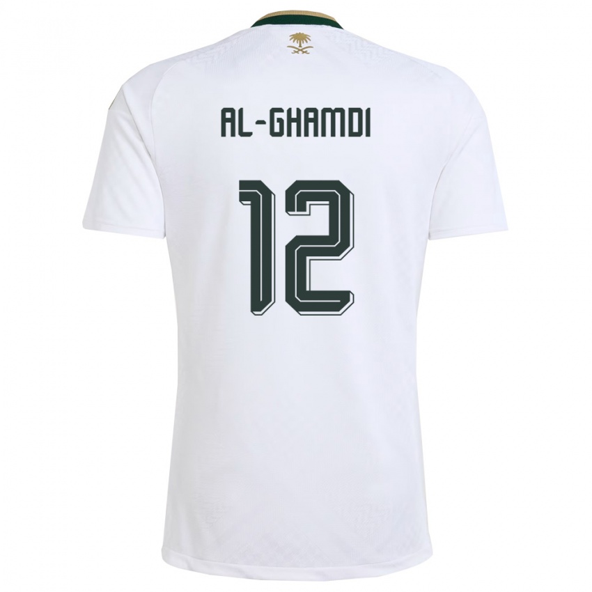 גברים ערב הסעודית Rayan Al-Ghamdi #12 לבן ירוק זהב הרחק ג'רזי 26-28 חולצה קצרה