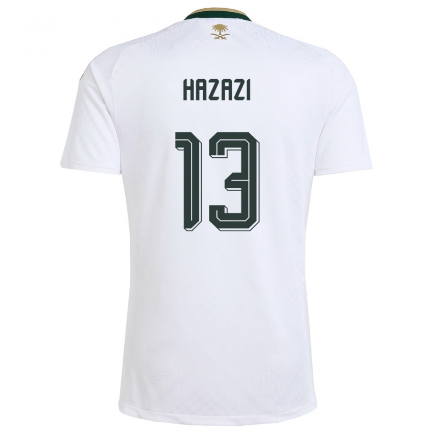 גברים ערב הסעודית סולימאן חזאזי #13 לבן ירוק זהב הרחק ג'רזי 26-28 חולצה קצרה