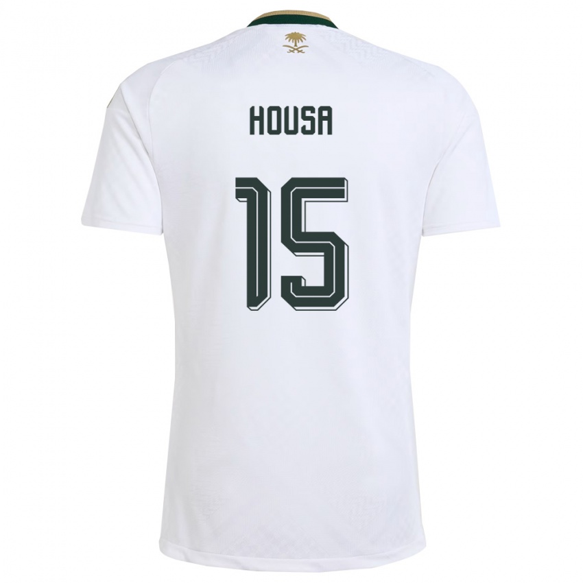 גברים ערב הסעודית Eyad Housa #15 לבן ירוק זהב הרחק ג'רזי 26-28 חולצה קצרה