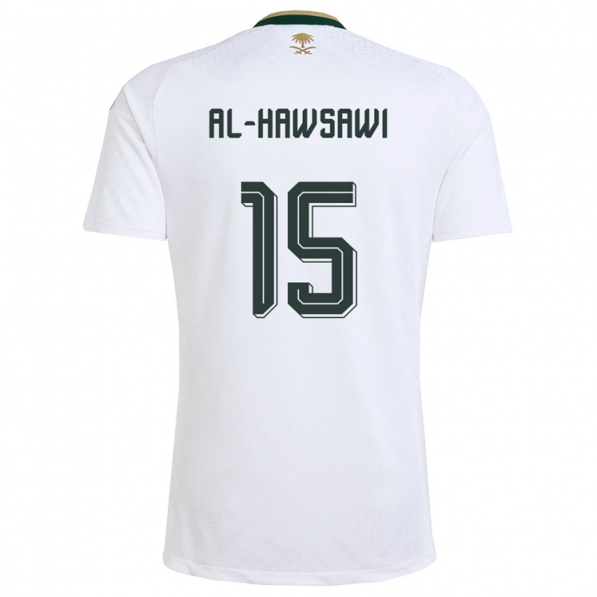 גברים ערב הסעודית Suhayb Al-Hawsawi #15 לבן ירוק זהב הרחק ג'רזי 26-28 חולצה קצרה